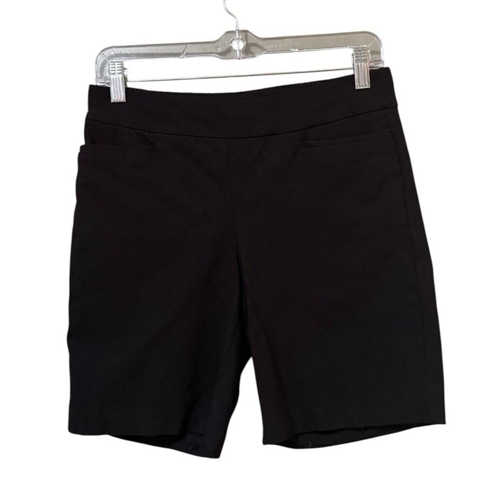 Chicos Women Size 00 U.S. 2 Black‎ Bermuda Shorts Stretch Casual Athleisure City
